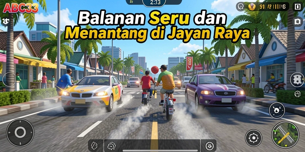 Tangkapan layar utama menampilkan aksi balapan cepat dalam ABC33.