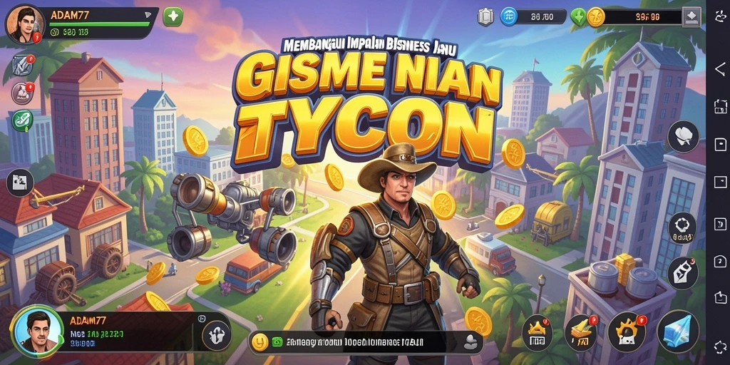 Tampilan gameplay seru ADAM77 dengan elemen Tycoon yang menarik.