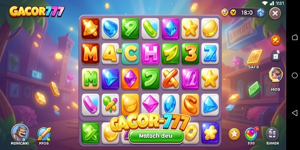 Tangkapan layar GACOR777 yang menunjukkan pengalaman gameplay Match-3 yang seru.