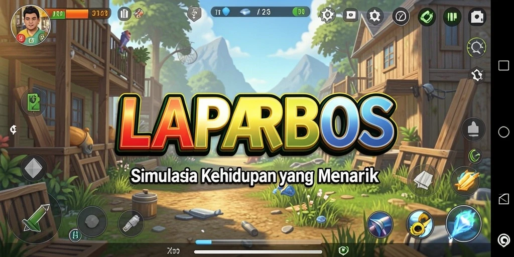 Tampilan gameplay LAPARBOS dengan interaksi sosial yang menarik.