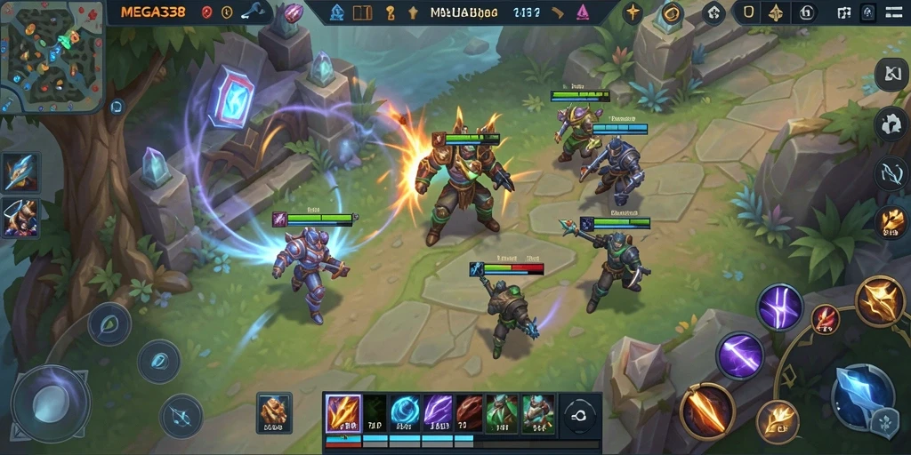 Gameplay seru dalam pertempuran MOBA yang mendebarkan.