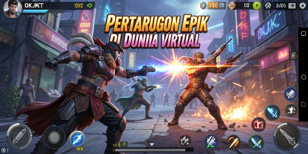 Tampilan seru dari gameplay pertarungan di OKJKT.