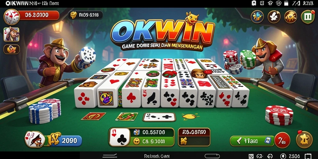 Screenshot gameplay OKWIN menunjukkan keseruan bermain Domino secara multiplayer.
