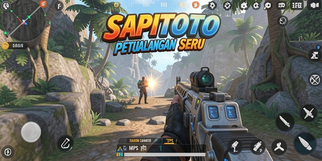 Screenshot utama SAPITOTO menampilkan aksi gameplay TPS yang intens.