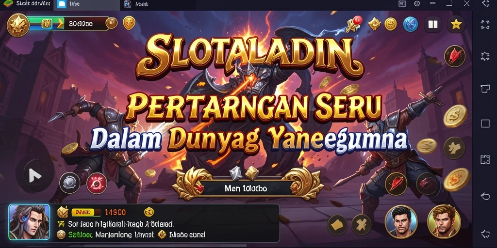 Tampilan pertarungan epik dalam SLOTALADIN dengan karakter yang beraksi.