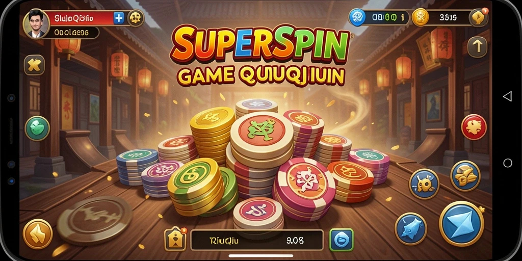 Screenshot gameplay SUPERSPIN menampilkan keseruan bermain QiuQiu.